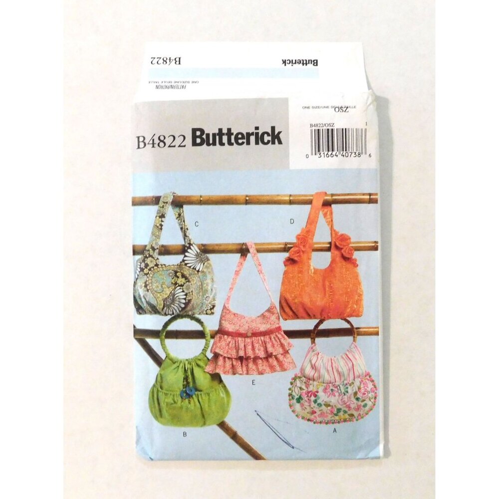 Butterick B4822 Handbags Tote Bags Sewing Pattern Uncut 5 Styles Crafts